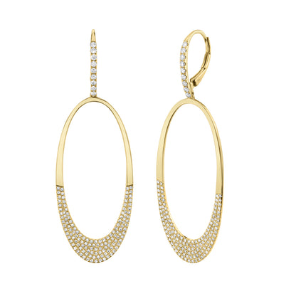 0.85Ct 14K Y/G Diamond Pave Oval Earring