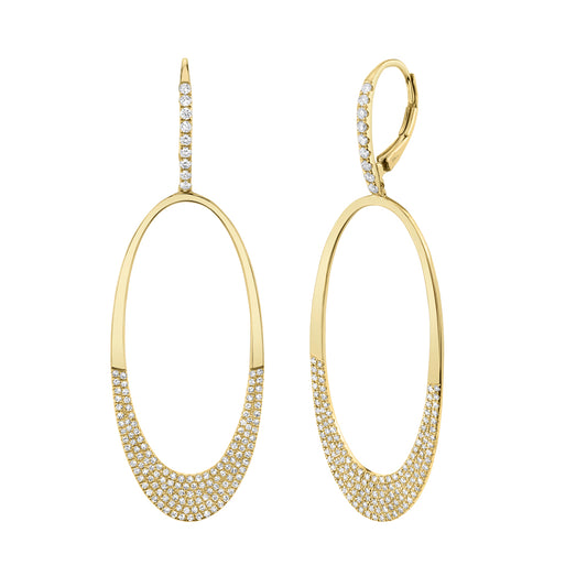 0.85Ct 14K Y/G Diamond Pave Oval Earring