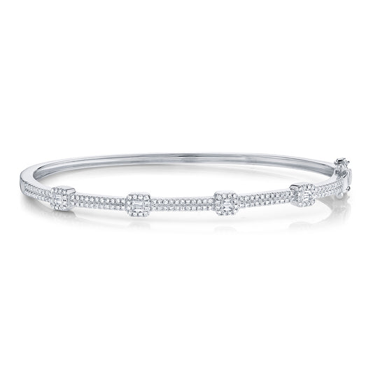 0.52Ct 14K W/G Diamond Baguette Bangle
