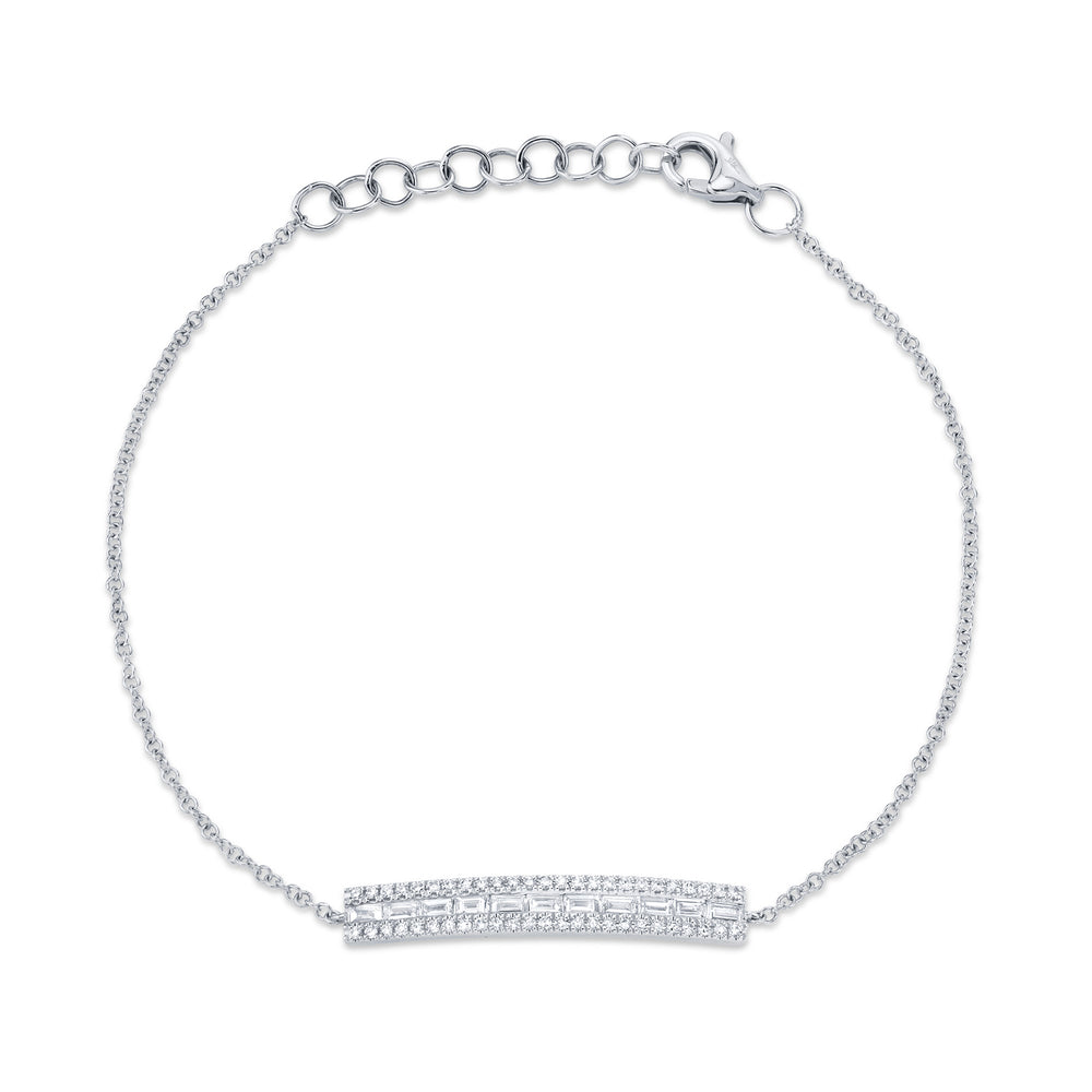 0.40Ct 14K W/G Diamond Baguette Bar Bracelet