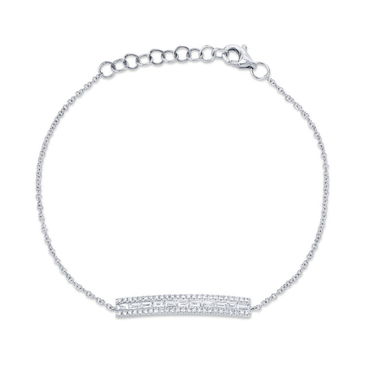 0.40Ct 14K W/G Diamond Baguette Bar Bracelet