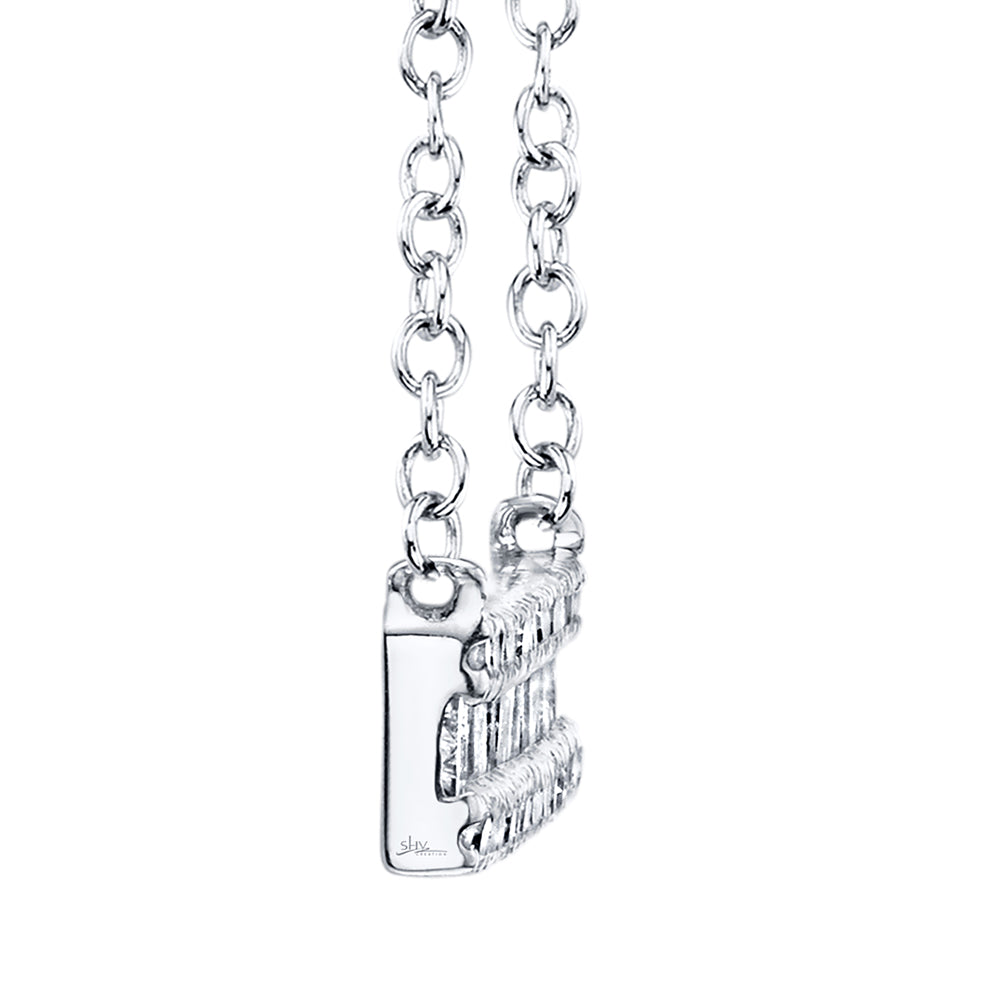 0.40Ct 14K W/G Diamond Baguette Bar Necklace
