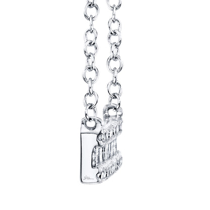 0.40Ct 14K W/G Diamond Baguette Bar Necklace