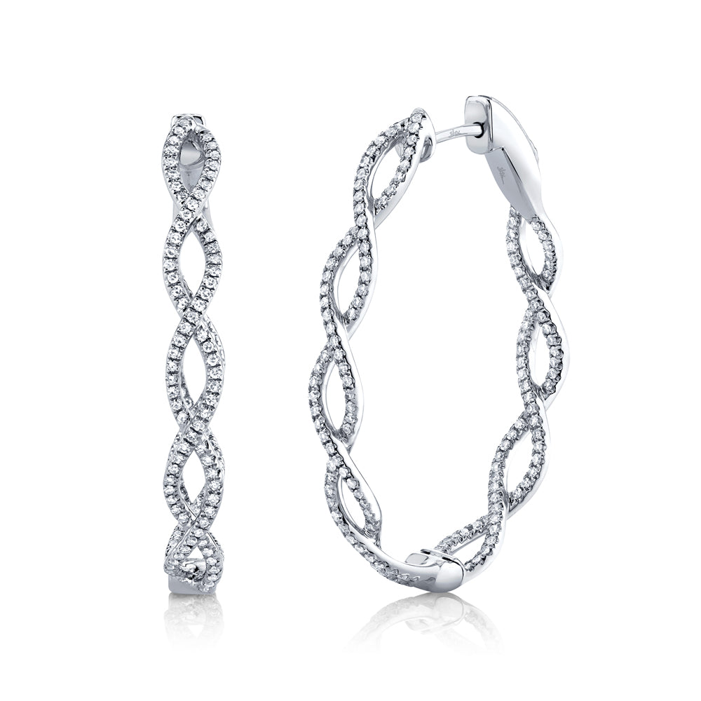 0.89Ct 14K W/G Diamond Infinity Oval Hoop Earring