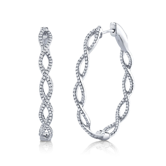 0.89Ct 14K W/G Diamond Infinity Oval Hoop Earring
