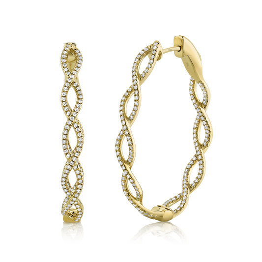 0.89Ct 14K Y/G Diamond Infinity Oval Hoop Earring