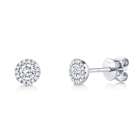 0.40Ct-Ctr(Round) 0.08Ct-Side 14K W/G Diamond Stud Earring