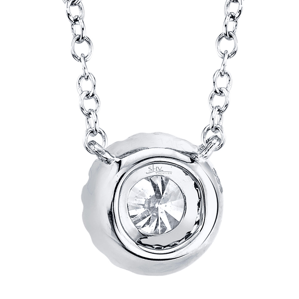 0.20Ct-Ctr(Round) 0.05Ct-Side 14K W/G Diamond Necklace