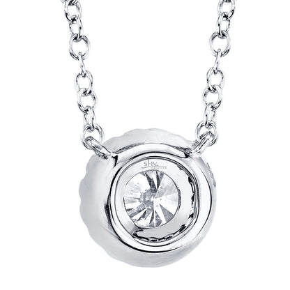 0.20Ct-Ctr(Round) 0.05Ct-Side 14K W/G Diamond Necklace
