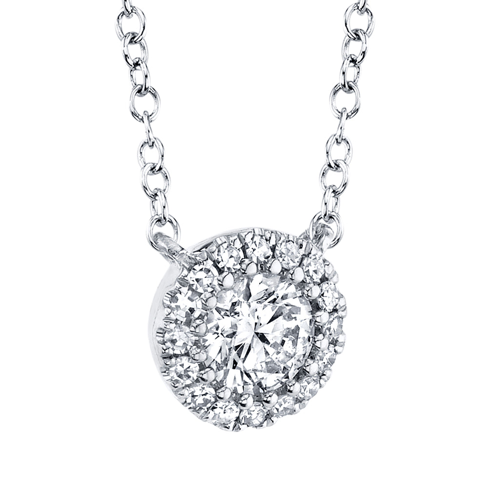 0.20Ct-Ctr(Round) 0.05Ct-Side 14K W/G Diamond Necklace
