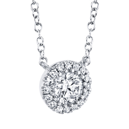 0.20Ct-Ctr(Round) 0.05Ct-Side 14K W/G Diamond Necklace