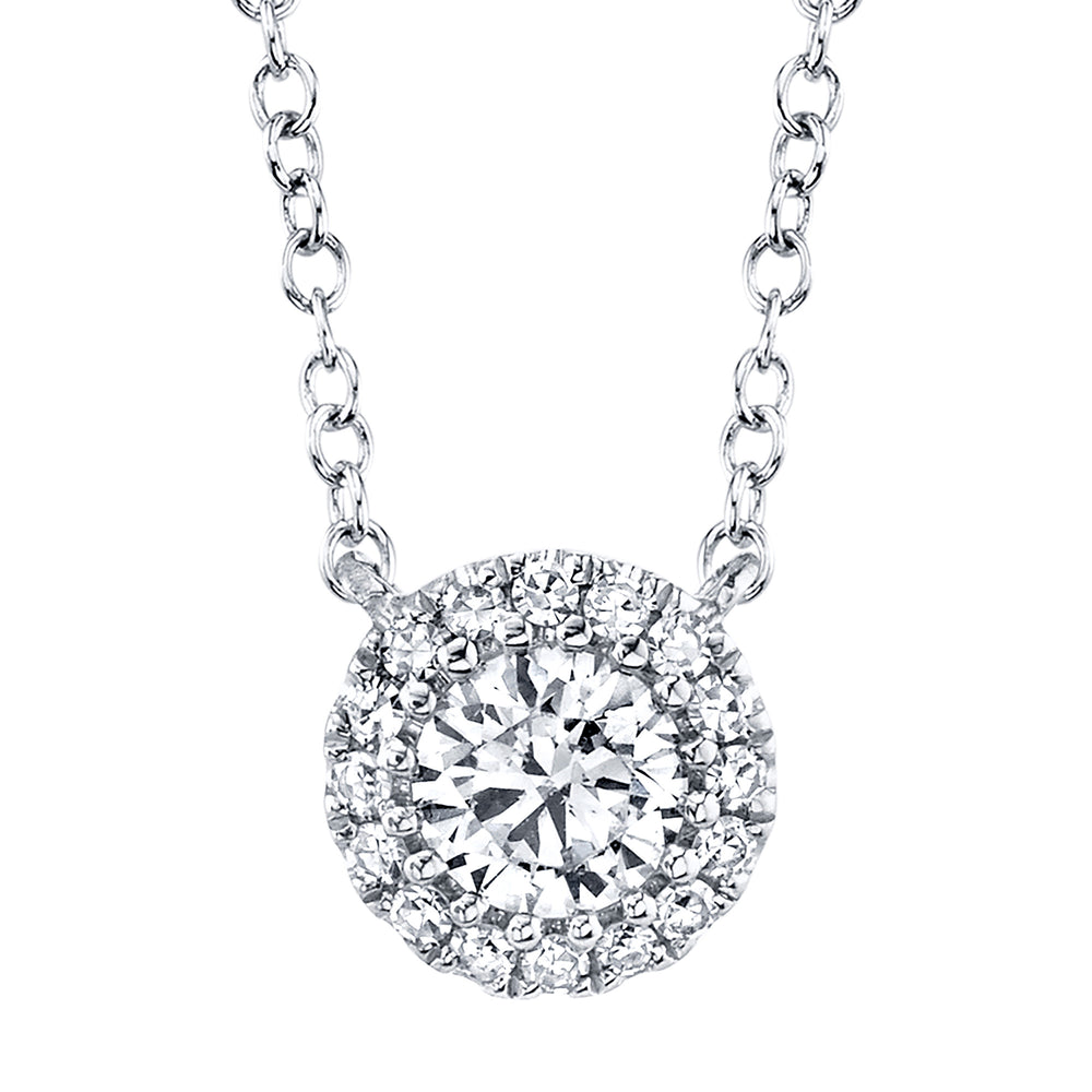 0.20Ct-Ctr(Round) 0.05Ct-Side 14K W/G Diamond Necklace