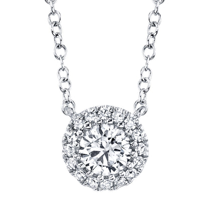 0.20Ct-Ctr(Round) 0.05Ct-Side 14K W/G Diamond Necklace