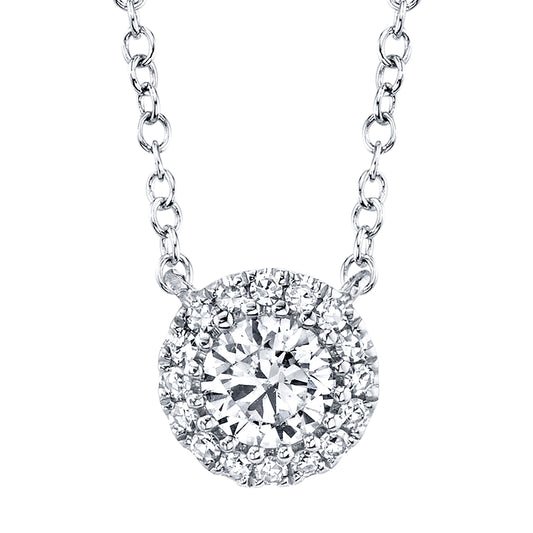 0.20Ct-Ctr(Round) 0.05Ct-Side 14K W/G Diamond Necklace