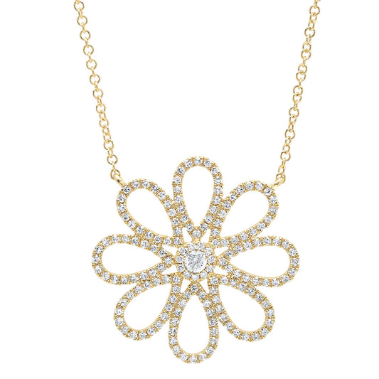 0.47Ct 14K Y/G Diamond Flower Necklace