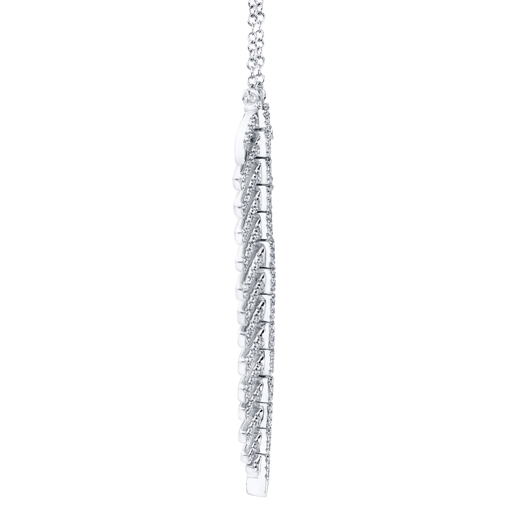0.29Ct 14K W/G Diamond Feather Necklace