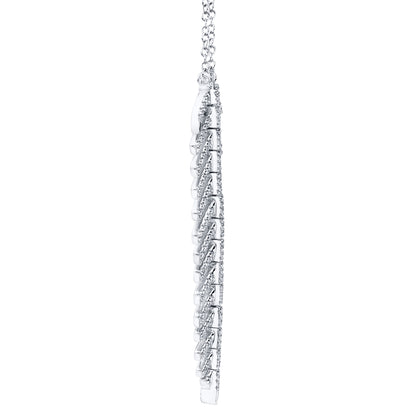 0.29Ct 14K W/G Diamond Feather Necklace