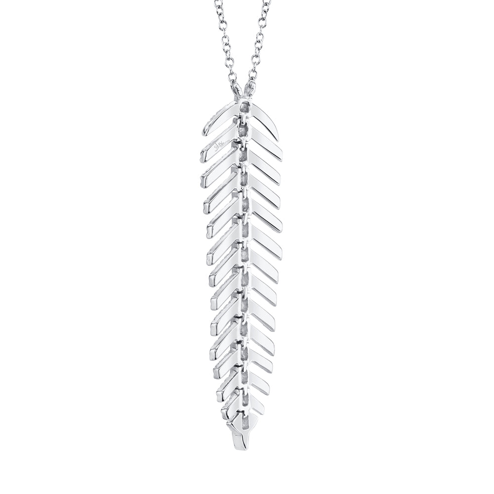 0.29Ct 14K W/G Diamond Feather Necklace