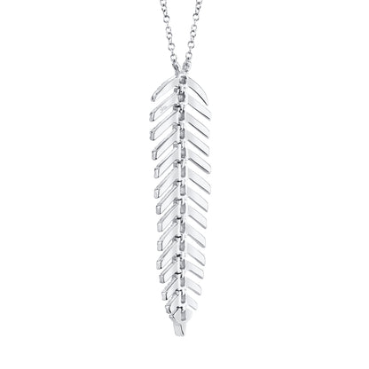 0.29Ct 14K W/G Diamond Feather Necklace