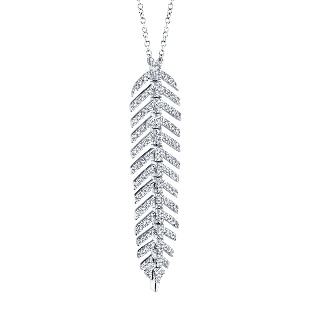 0.29Ct 14K W/G Diamond Feather Necklace