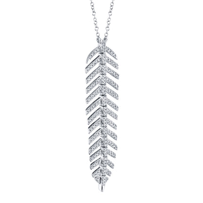 0.29Ct 14K W/G Diamond Feather Necklace