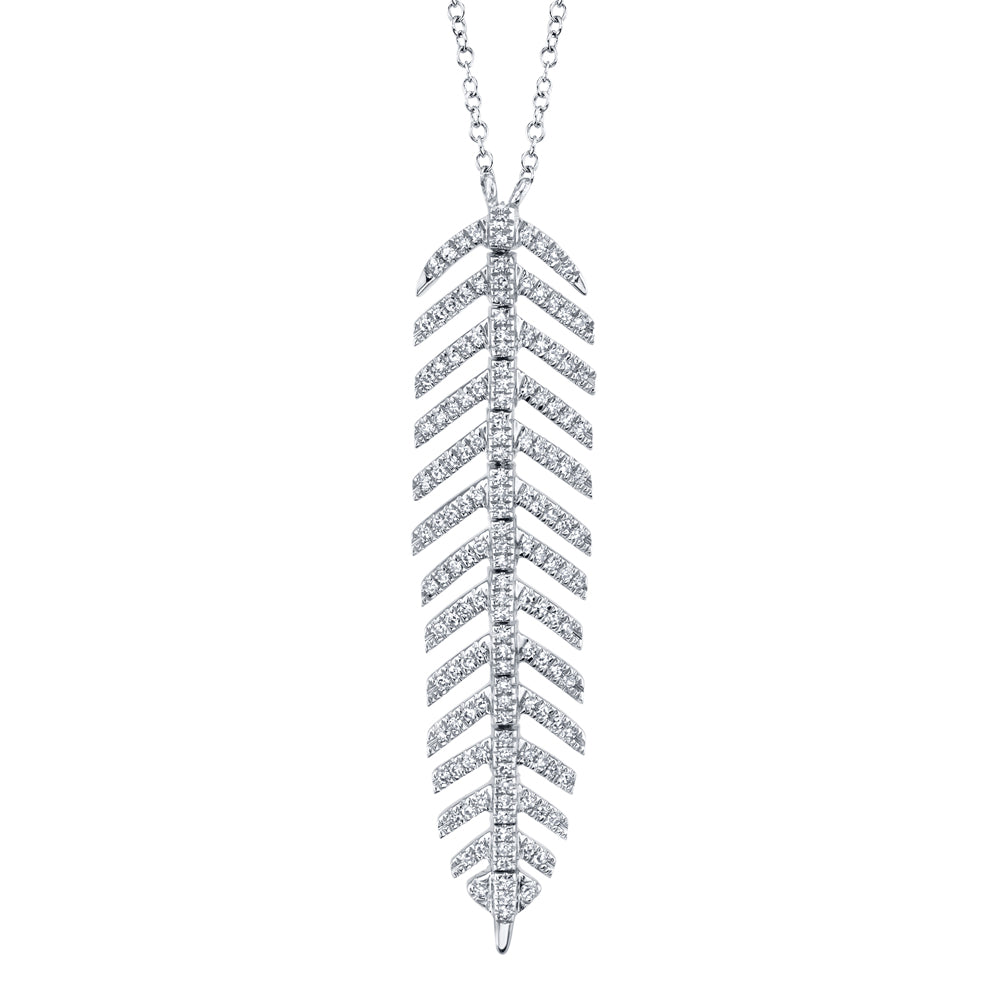 0.29Ct 14K W/G Diamond Feather Necklace