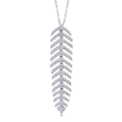 0.29Ct 14K W/G Diamond Feather Necklace