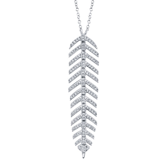 0.29Ct 14K W/G Diamond Feather Necklace