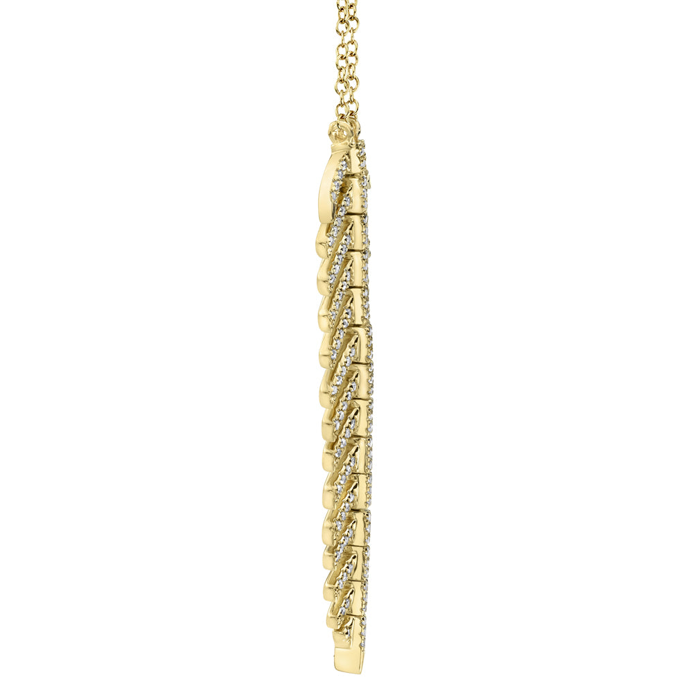 0.29Ct 14K Y/G Diamond Feather Necklace
