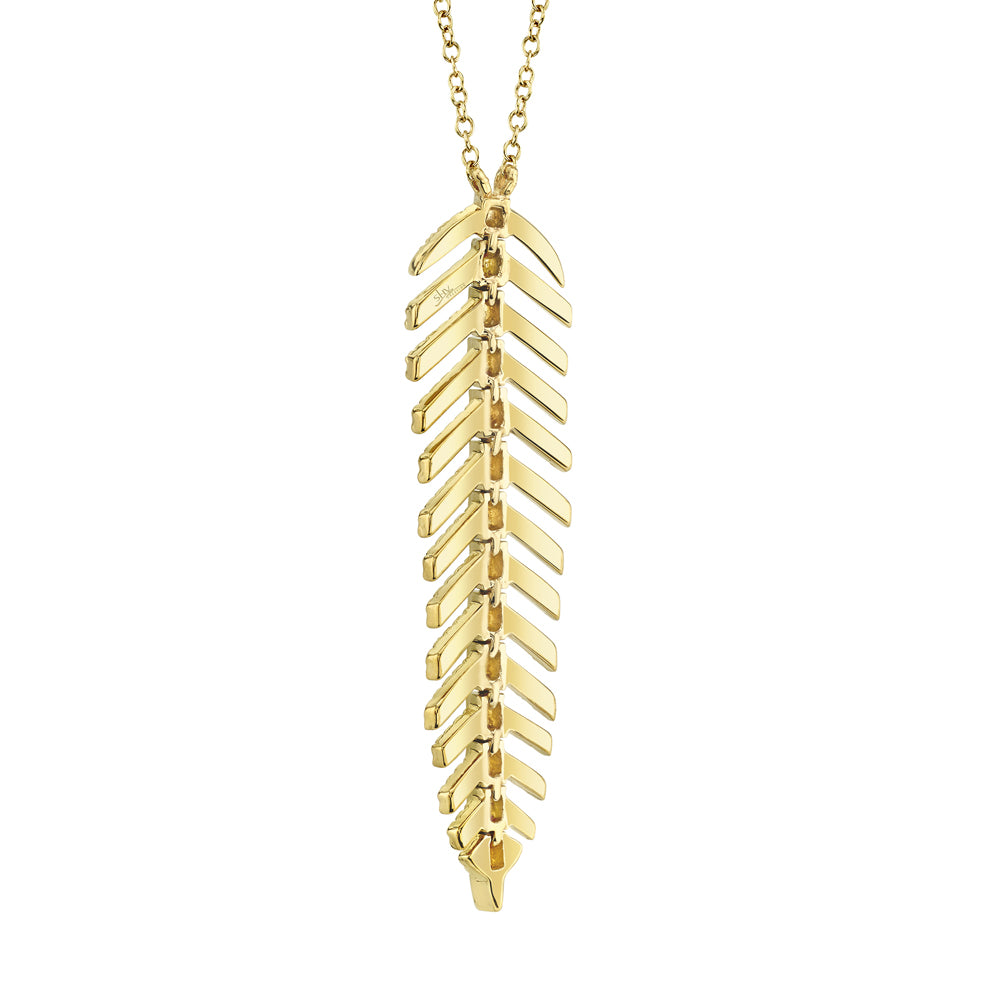 0.29Ct 14K Y/G Diamond Feather Necklace