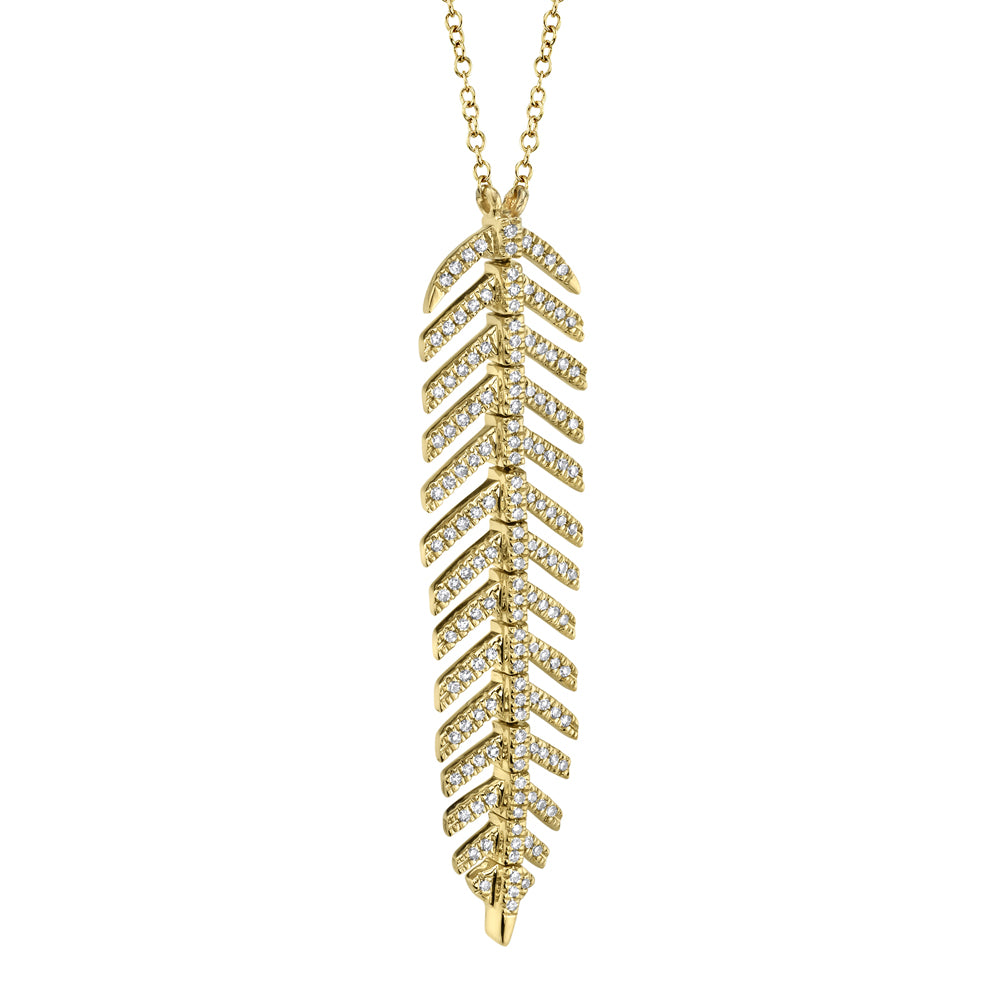 0.29Ct 14K Y/G Diamond Feather Necklace
