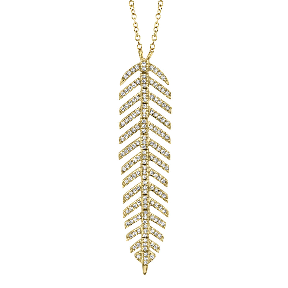 0.29Ct 14K Y/G Diamond Feather Necklace