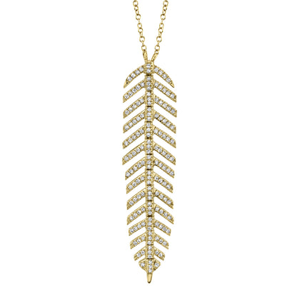 0.29Ct 14K Y/G Diamond Feather Necklace