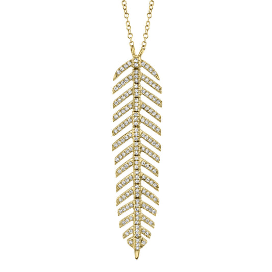 0.29Ct 14K Y/G Diamond Feather Necklace