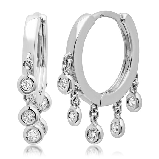 0.22Ct 14K W/G Diamond Shaker Hoop Earring