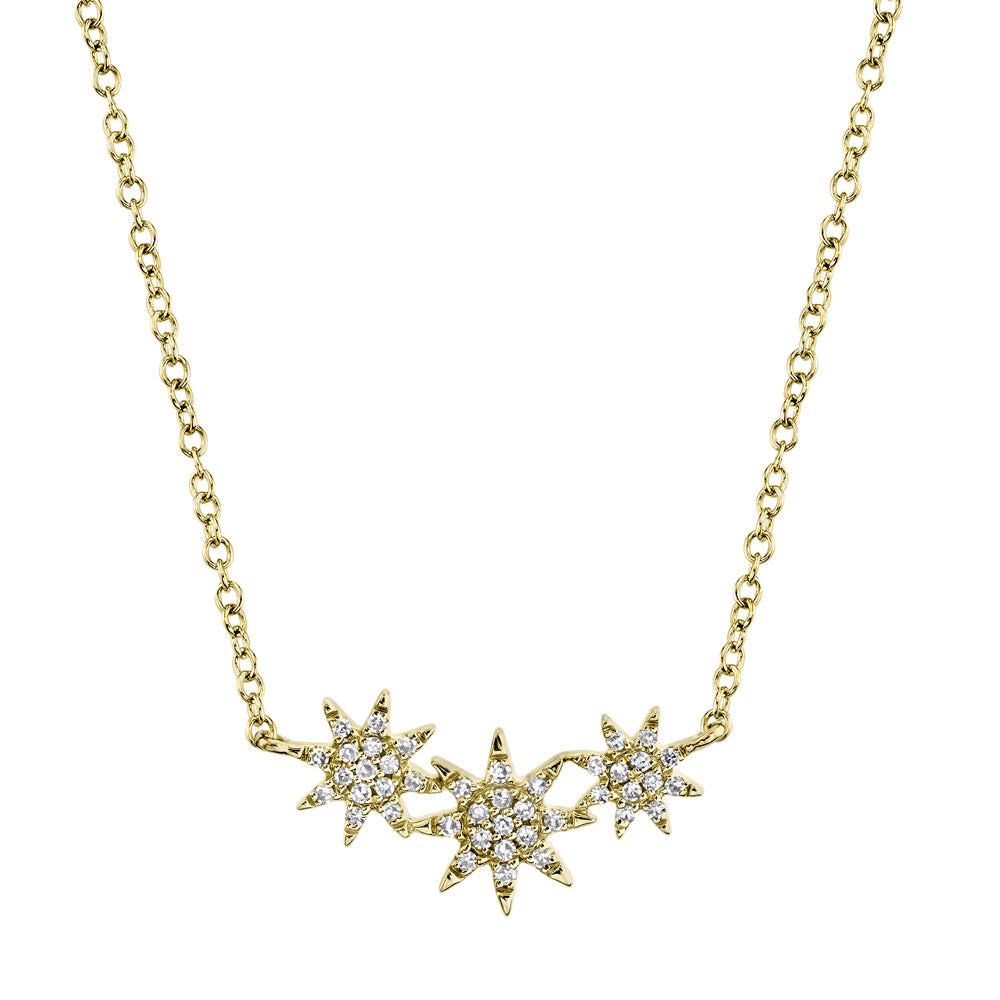 0.09Ct 14K Y/G Diamond Star Necklace