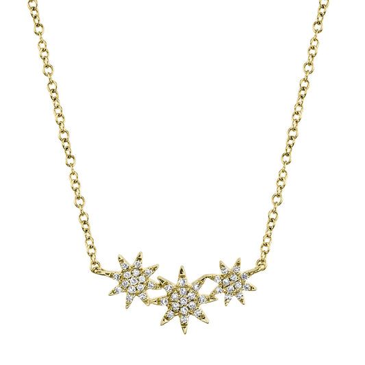 0.09Ct 14K Y/G Diamond Star Necklace