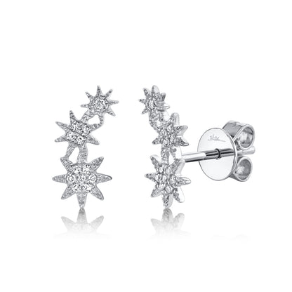 0.06Ct 14K W/G Diamond Star Stud Earring