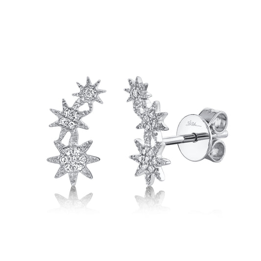 0.06Ct 14K W/G Diamond Star Stud Earring