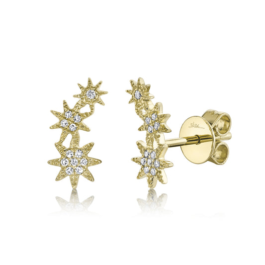 0.06Ct 14K Y/G Diamond Star Stud Earring
