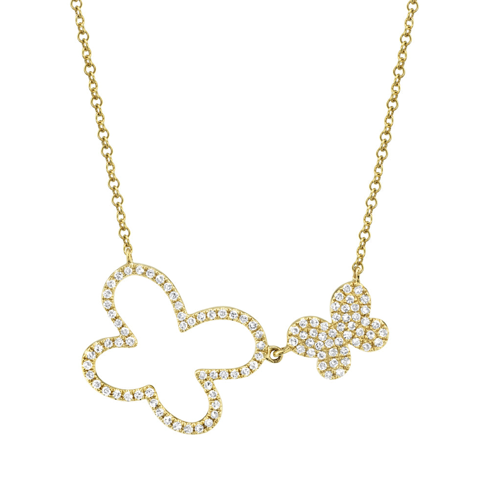 0.25Ct 14K Y/G Diamond Butterfly Necklace