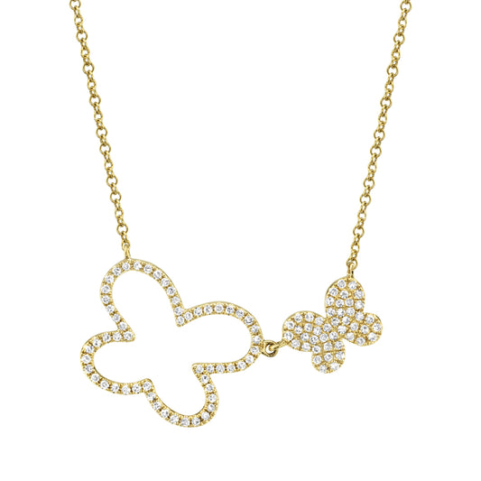 0.25Ct 14K Y/G Diamond Butterfly Necklace