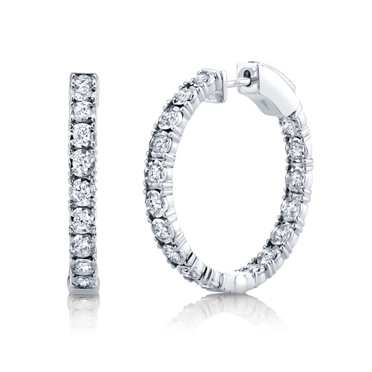 1.06Ct 14K W/G Diamond Hoop Earring