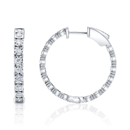 1.06Ct 14K W/G Diamond Hoop Earring