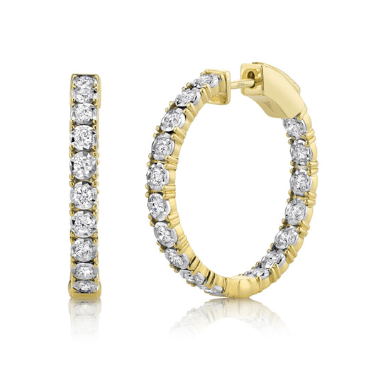 1.06Ct 14K Y/G Diamond Hoop Earring