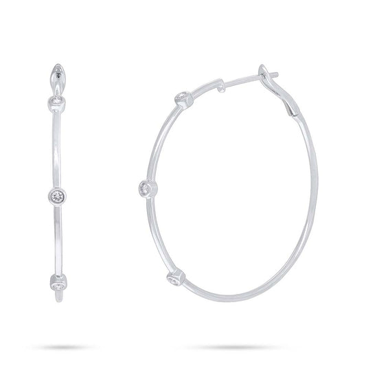 0.16Ct 14K W/G Diamond Bezel Hoop Earring