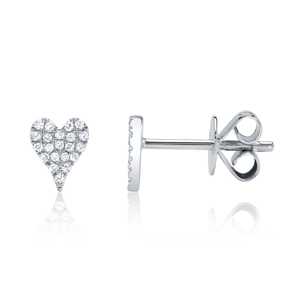 0.10Ct 14K W/G Diamond Pave Heart Stud Earring
