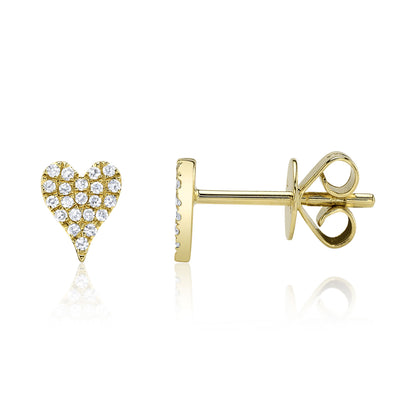 0.10Ct 14K Y/G Diamond Pave Heart Stud Earring