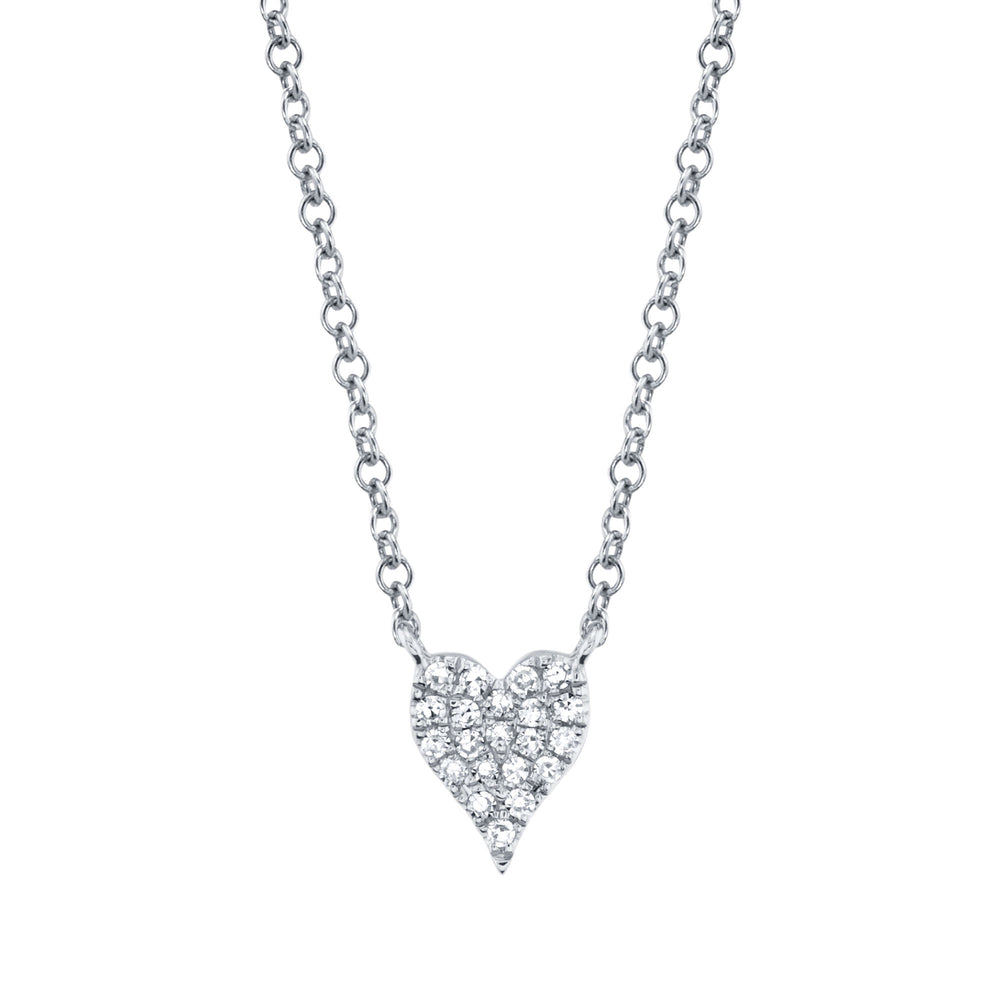 0.05Ct 14K W/G Diamond Pave Heart Necklace