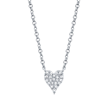 0.05Ct 14K W/G Diamond Pave Heart Necklace